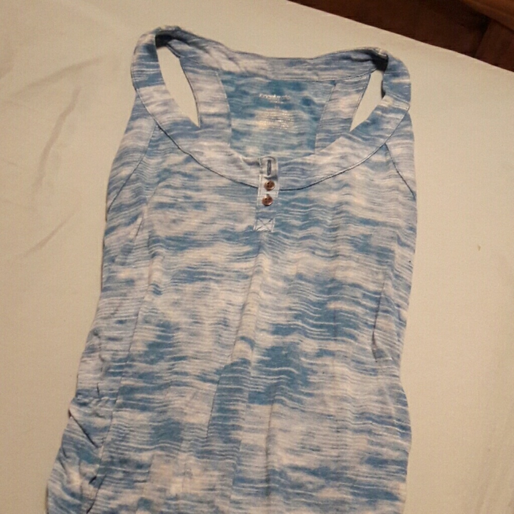 Blue and white maternity top